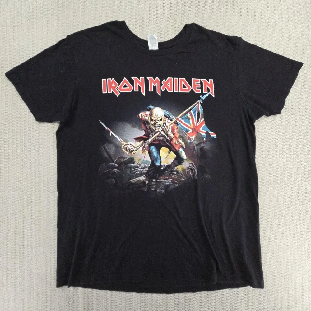 Iron Maiden Shirt Mens XL Black Eddie Union Jack Graphic Band Tee Rock Metal